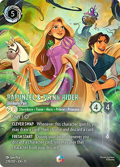 Rapunzel and Flynn Rider, Unlikely Pair Enchanted 239/207 (Attack of the Vine!)  - Holofoil