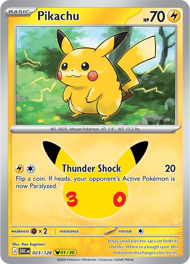 Pikachu 023/128 (ME: 30th Celebration)  - Holofoil