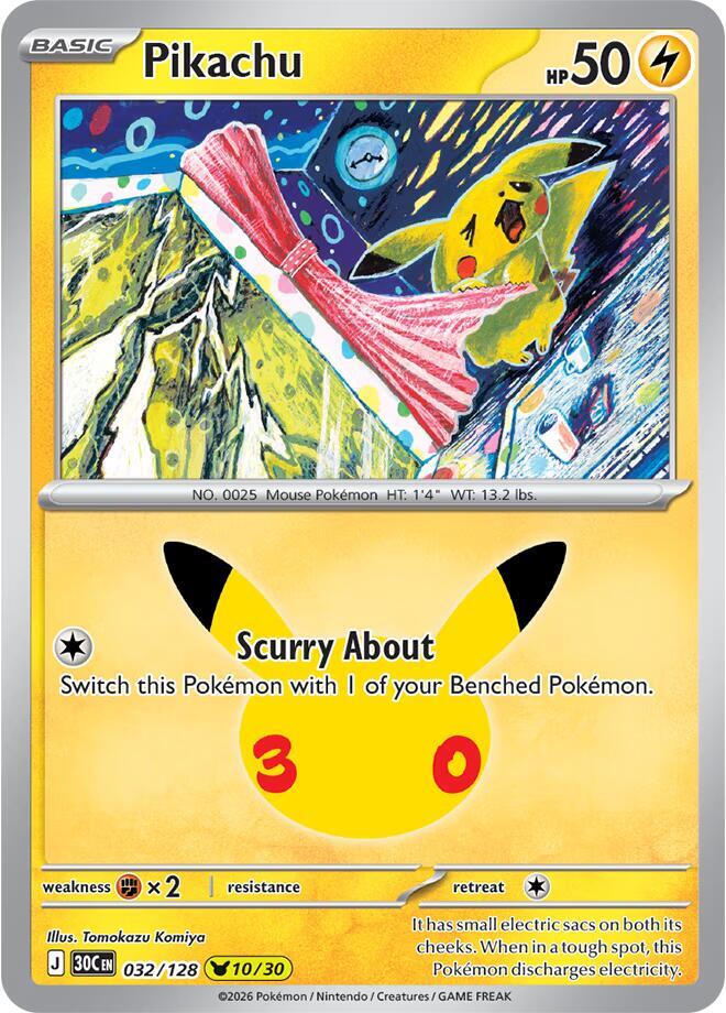 Pikachu 032/128 (ME: 30th Celebration)  - Holofoil