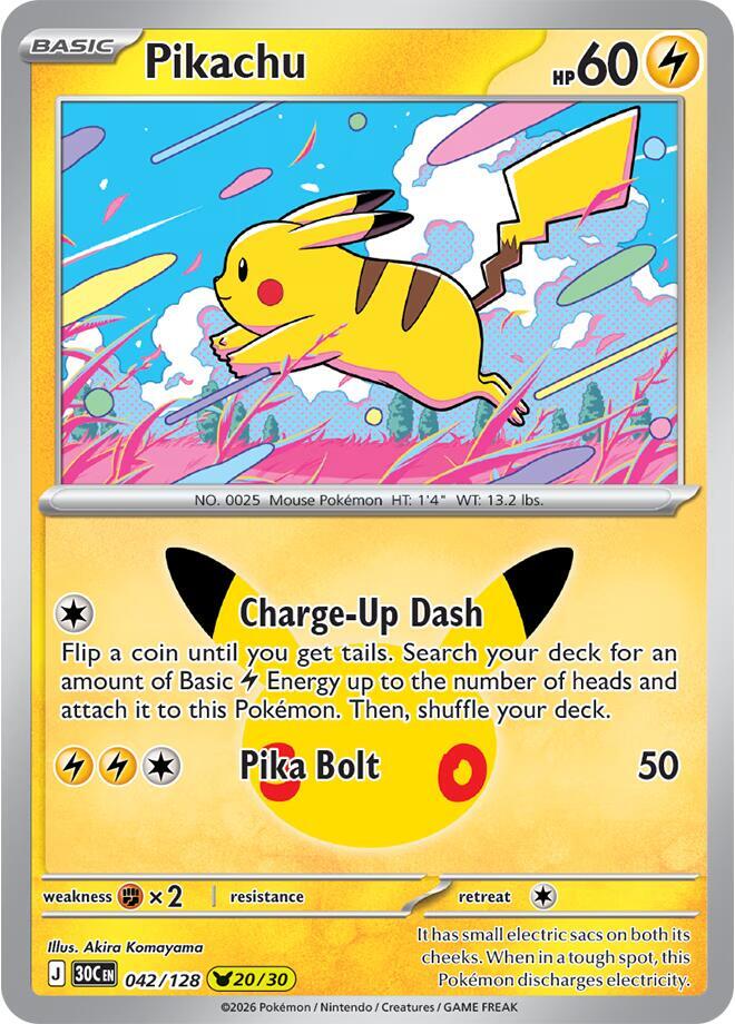 Pikachu 042/128 (ME: 30th Celebration)  - Holofoil