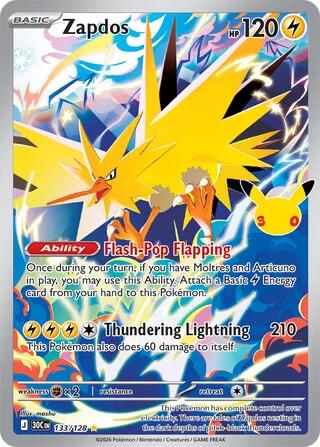 Zapdos 133/128 (ME: 30th Celebration)  - Holofoil