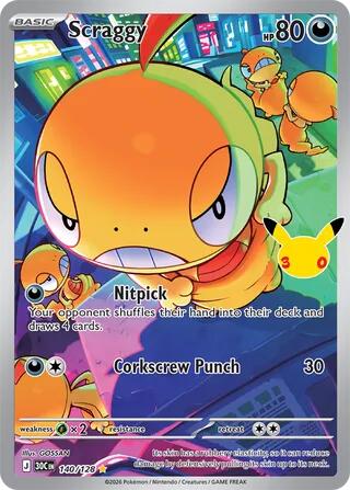 Scraggy 140/128 (ME: 30th Celebration)  - Holofoil