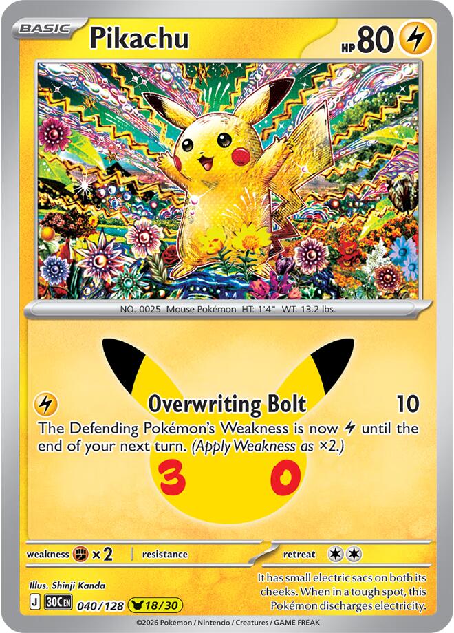 Pikachu 040/128 (ME: 30th Celebration)  - Holofoil