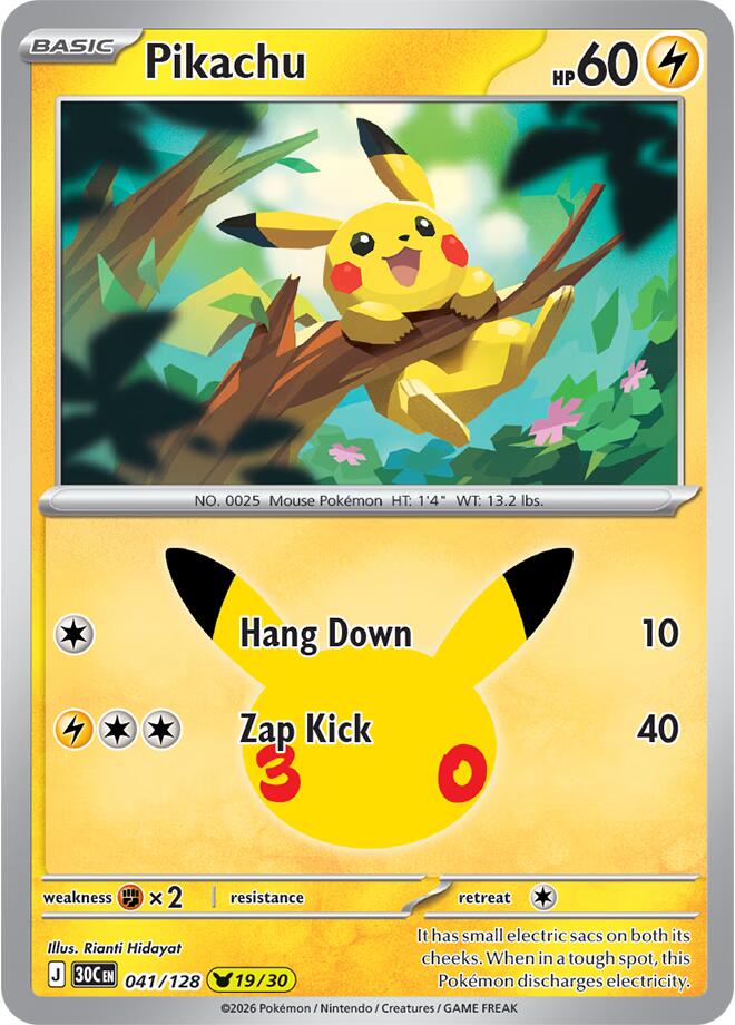 Pikachu 041/128 (ME: 30th Celebration)  - Holofoil