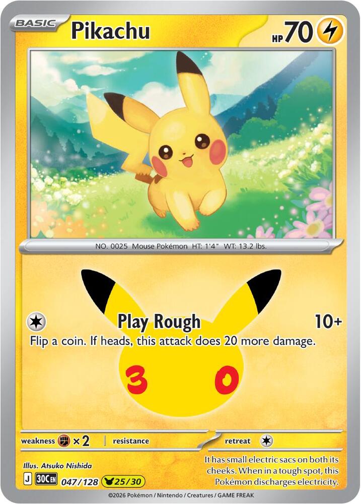 Pikachu 047/128 (ME: 30th Celebration)  - Holofoil