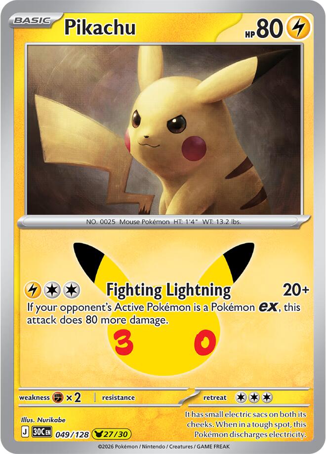 Pikachu 049/128 (ME: 30th Celebration)  - Holofoil