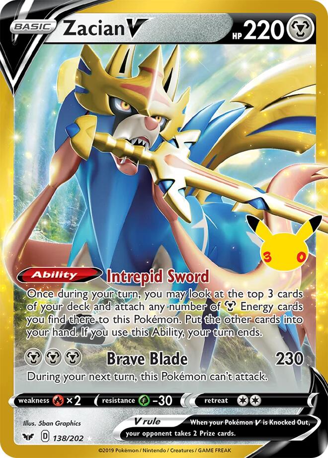Zacian V 138/202 (ME: 30th Celebration Classic Collection)  - Holofoil