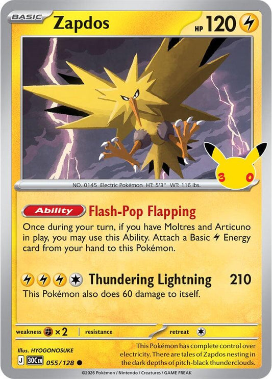Zapdos 055/128 (ME: 30th Celebration)  - Holofoil