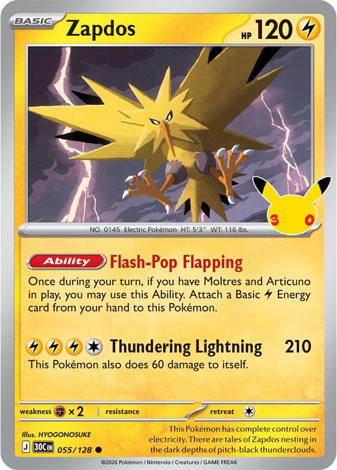 Zapdos 055/128 (ME: 30th Celebration)  - Holofoil