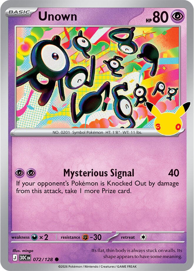 Unown 072/128 (ME: 30th Celebration)  - Holofoil