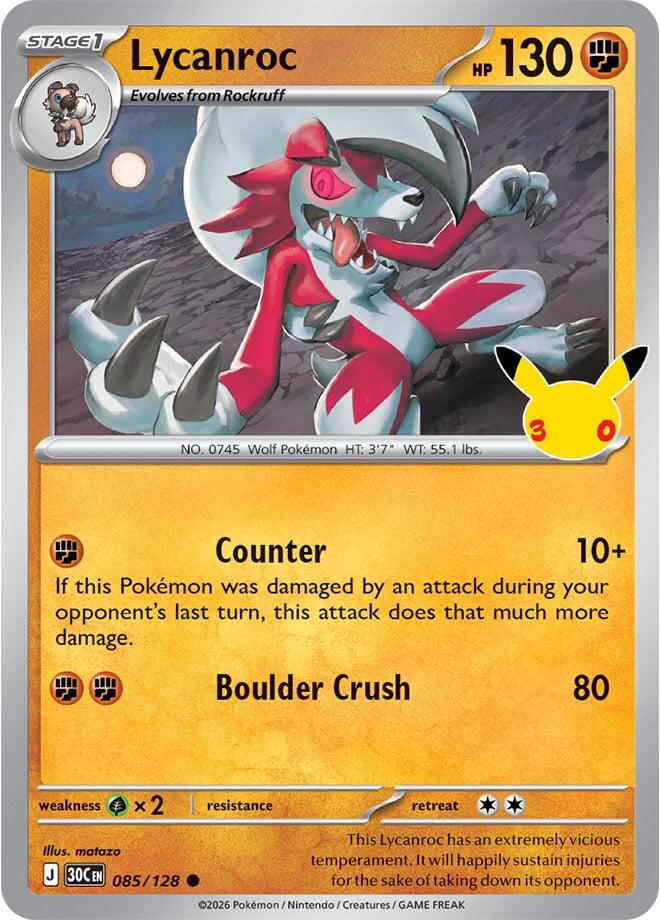 Lycanroc 085/128 (ME: 30th Celebration)  - Holofoil
