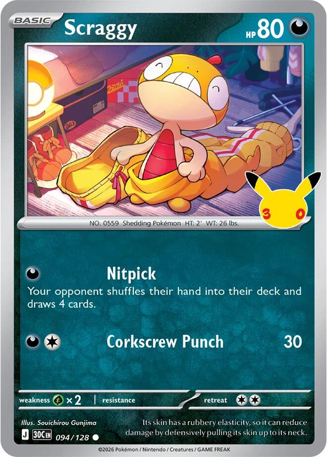 Scraggy 094/128 (ME: 30th Celebration)  - Holofoil