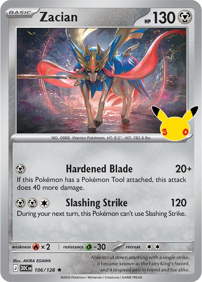 Zacian 106/128 (ME: 30th Celebration)  - Holofoil