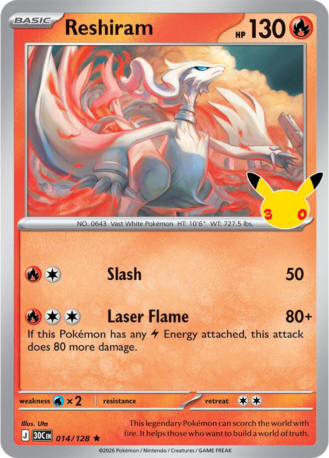 Reshiram 014/128 (ME: 30th Celebration)  - Holofoil