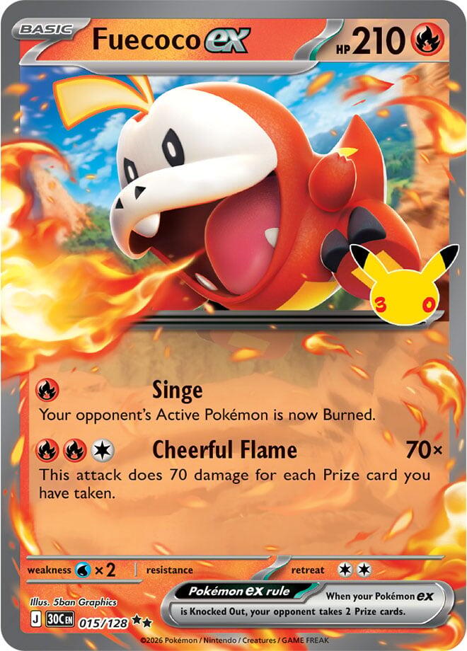 Fuecoco ex 015/128 (ME: 30th Celebration)  - Holofoil