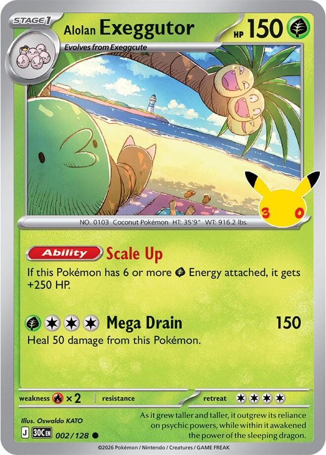 Alolan Exeggutor 002/128 (ME: 30th Celebration)  - Holofoil