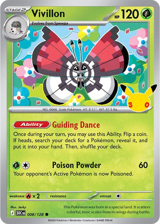 Vivillon 008/128 (ME: 30th Celebration)  - Holofoil