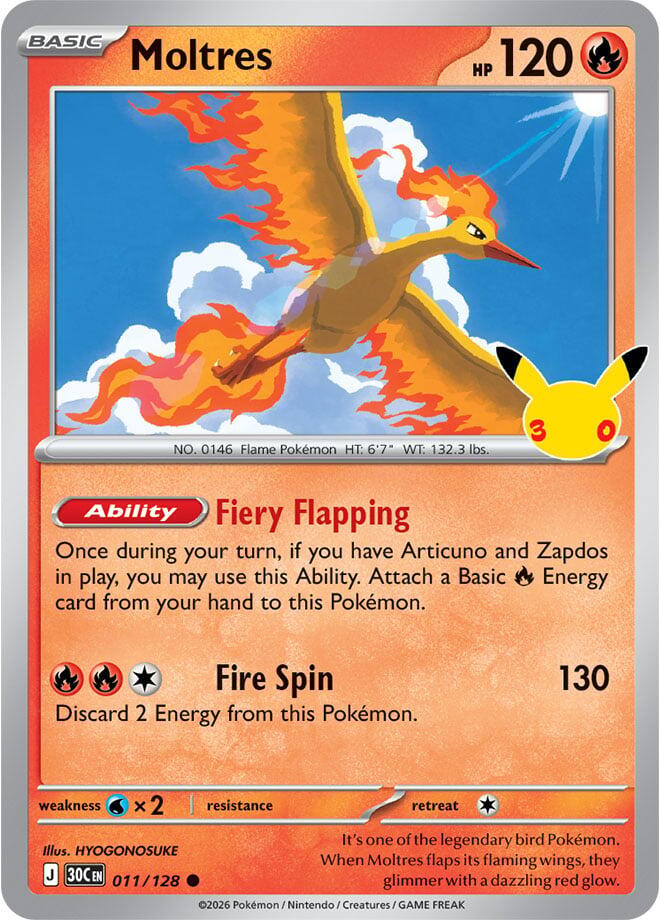 Moltres 011/128 (ME: 30th Celebration)  - Holofoil