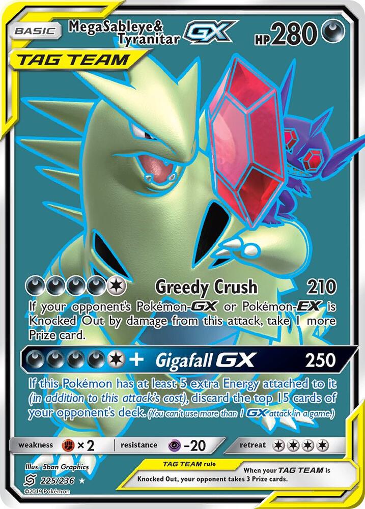 Mega Sableye and Tyranitar GX 225/236 (SM - Unified Minds)  - Holofoil