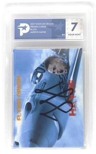RARE - NRL 2017 State of Origin - Blues - On Card Signature - Jarryd Hayne #4 - PSG 7 Graded Sports Card