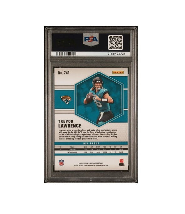 PSA 6 - NFL TREVOR LAWRENCE #241 - 2021 PANINI MOSAIC NFL DEBUT - JACKSONVILLE JAGUARS