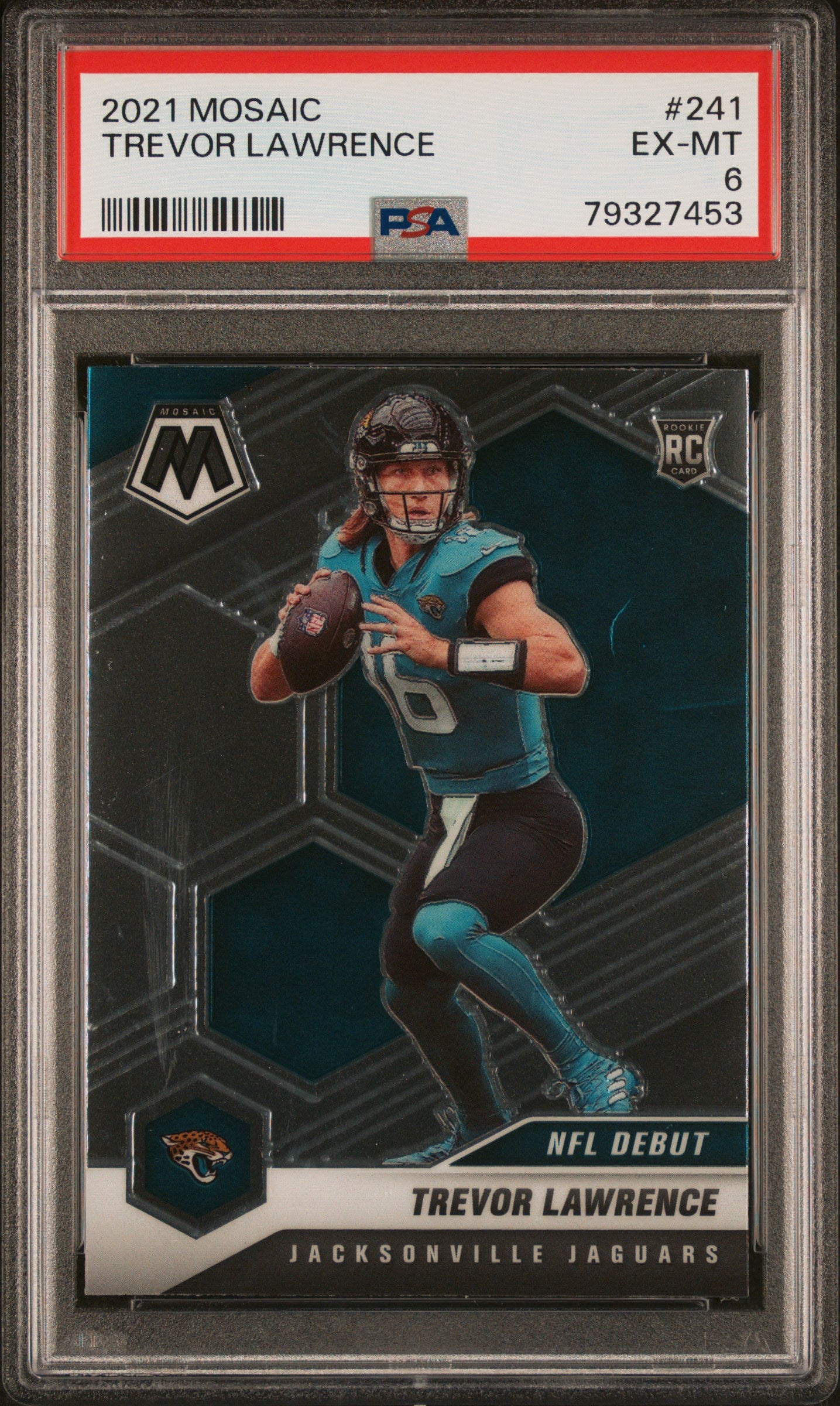 PSA 6 - NFL TREVOR LAWRENCE #241 - 2021 PANINI MOSAIC NFL DEBUT - JACKSONVILLE JAGUARS Graded Sports Card