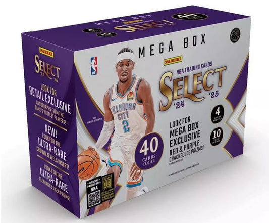 2024/25 Panini Select NBA Basketball Mega Box (Red & Purple Cracked Ice) Cards