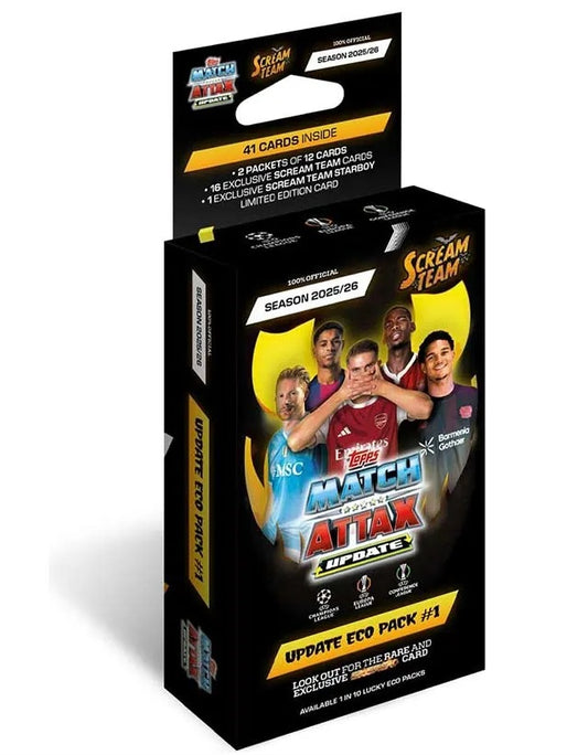 2025/2026 Topps Scream Team Match Attax UEFA Update Eco Pack #1 Hanger Box