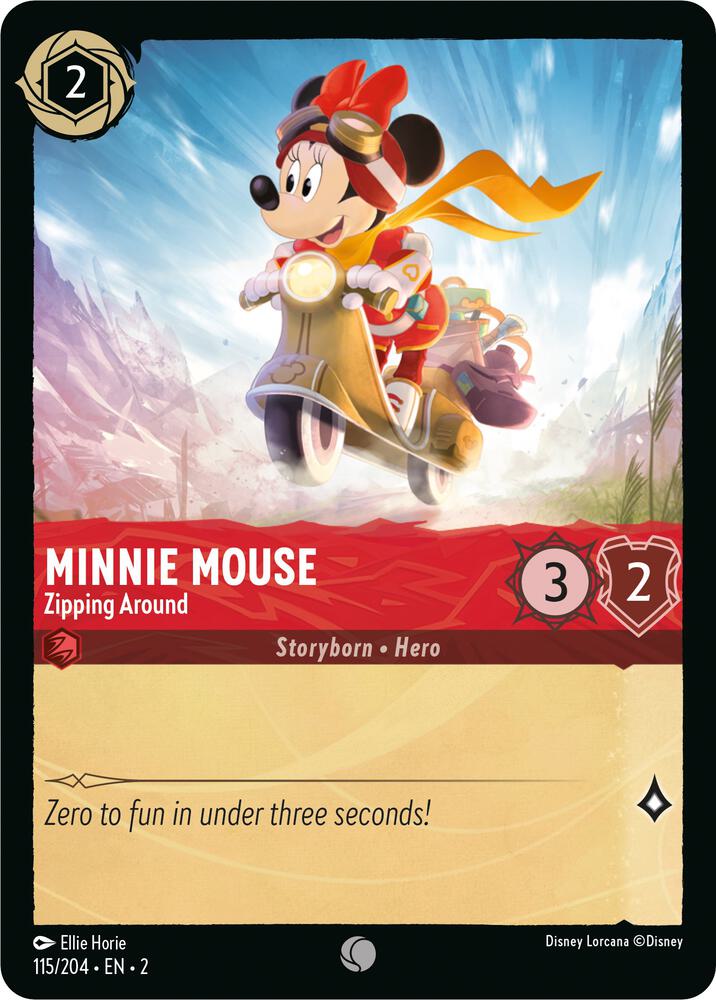 Minnie Mouse, Zipping Around 115/204 (Rise of the Floodborn)  - Cold Foil