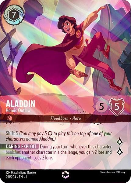 Aladdin, Heroic Outlaw Enchanted 211/204 (The First Chapter)  - Holofoil