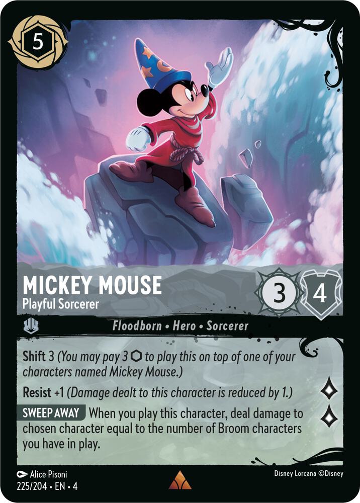 Mickey Mouse, Playful Sorcerer 225/204 (Illumineer's Quest: Deep Trouble)  - Cold Foil
