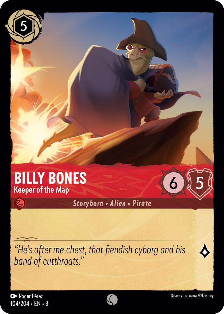 Billy Bones, Keeper of the Map 104/204 (Into the Inklands)  - Cold Foil