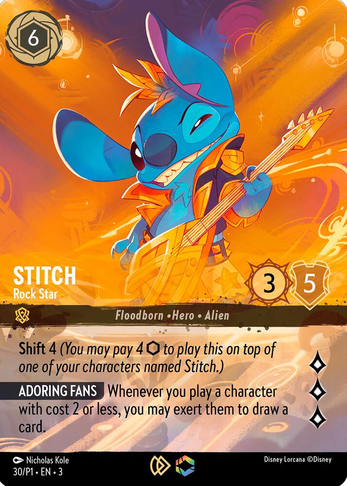 Stitch ,Rock Star Store Championship 30 (Disney Lorcana Promo Cards)  - Cold Foil