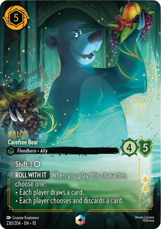 Baloo, Carefree Bear (Enchanted) 230/204 (Whispers in the Well)  - Inkwash Holofoil