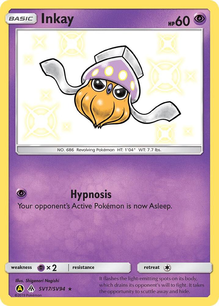 Inkay SV17/SV94 (Hidden Fates: Shiny Vault)  - Holofoil