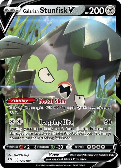 Galarian Stunfisk V 128/189 (SWSH03: Darkness Ablaze)  - Holofoil