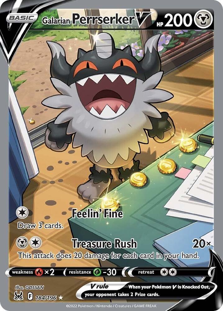 Galarian Perrserker V 184/196 (SWSH11: Lost Origin)  - Holofoil