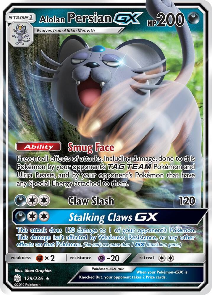 Alolan Persian GX 129/236 (SM - Cosmic Eclipse)  - Holofoil