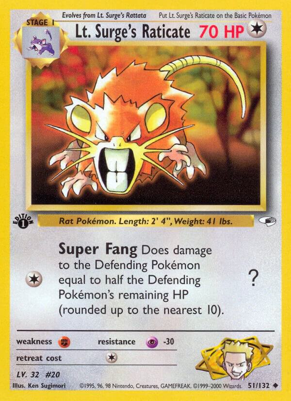 Lt. Surge's Raticate 051/132 (Gym Heroes)  - 1st Edition