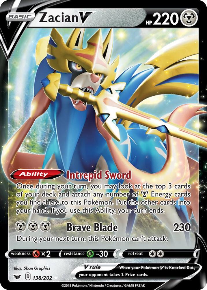 Zacian V 138/202 (SWSH01: Sword & Shield Base Set)  - Holofoil