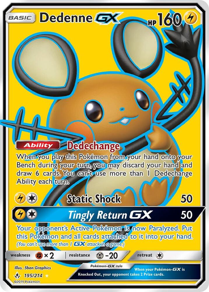 Dedenne GX 195/214 (SM - Unbroken Bonds)  - Holofoil