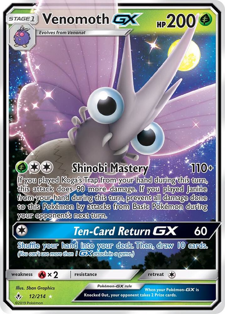 Venomoth GX 12/214 (SM - Unbroken Bonds)  - Holofoil
