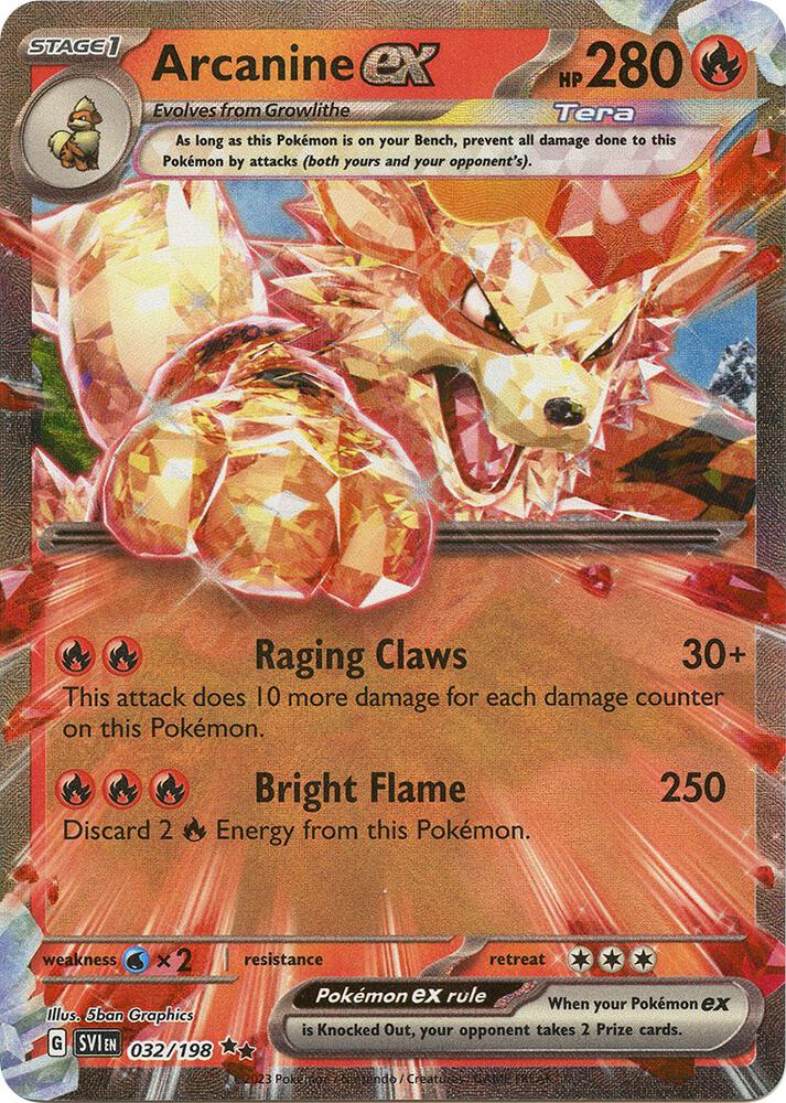 Arcanine ex 032/198 (SV01: Scarlet & Violet Base Set)  - Holofoil