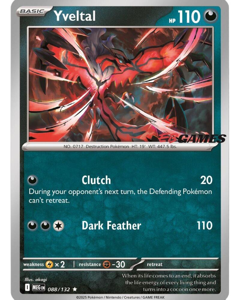 Yveltal EB Games 088/132 (Miscellaneous Cards & Products)  - Holofoil
