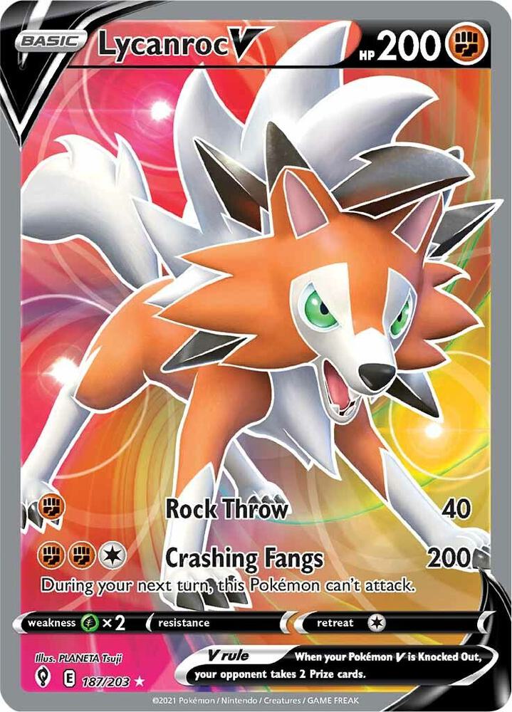 Lycanroc V 187/203 (SWSH07: Evolving Skies)  - Holofoil