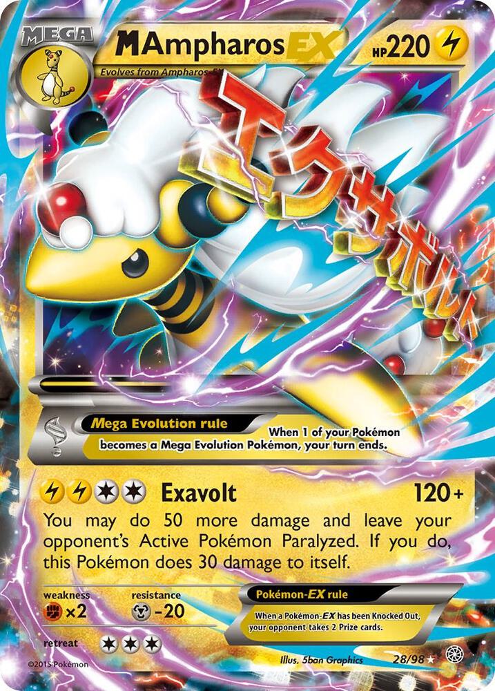 M Ampharos EX 28/98 (XY - Ancient Origins)  - Holofoil