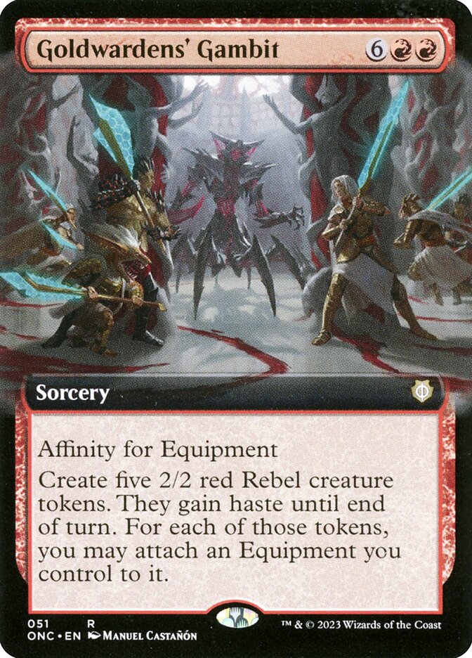 Goldwardens' Gambit 51/28 (Commander: Phyrexia: All Will Be One)  - Extended Art
