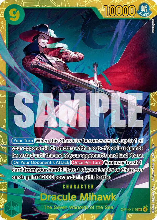 Dracule Mihawk OP14-119 (The Azure Sea's Seven)  - Foil