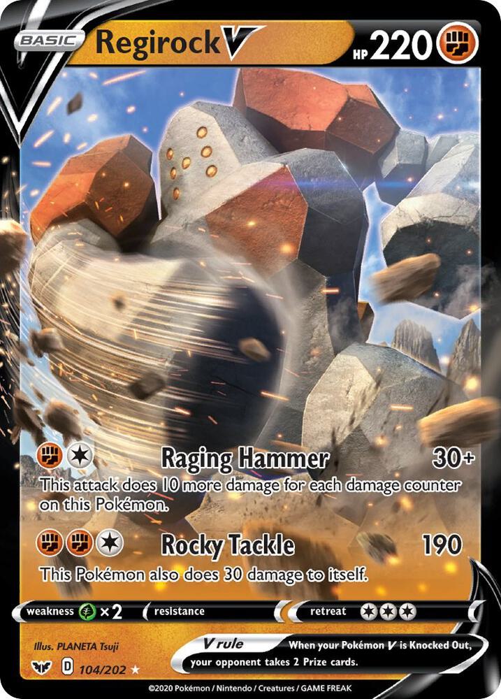 Regirock V 104/202 (SWSH01: Sword & Shield Base Set)  - Holofoil