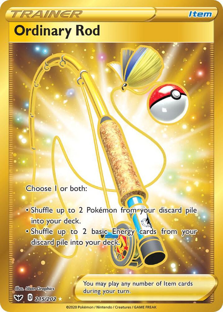 Ordinary Rod Secret 215/202 (SWSH01: Sword & Shield Base Set)  - Holofoil